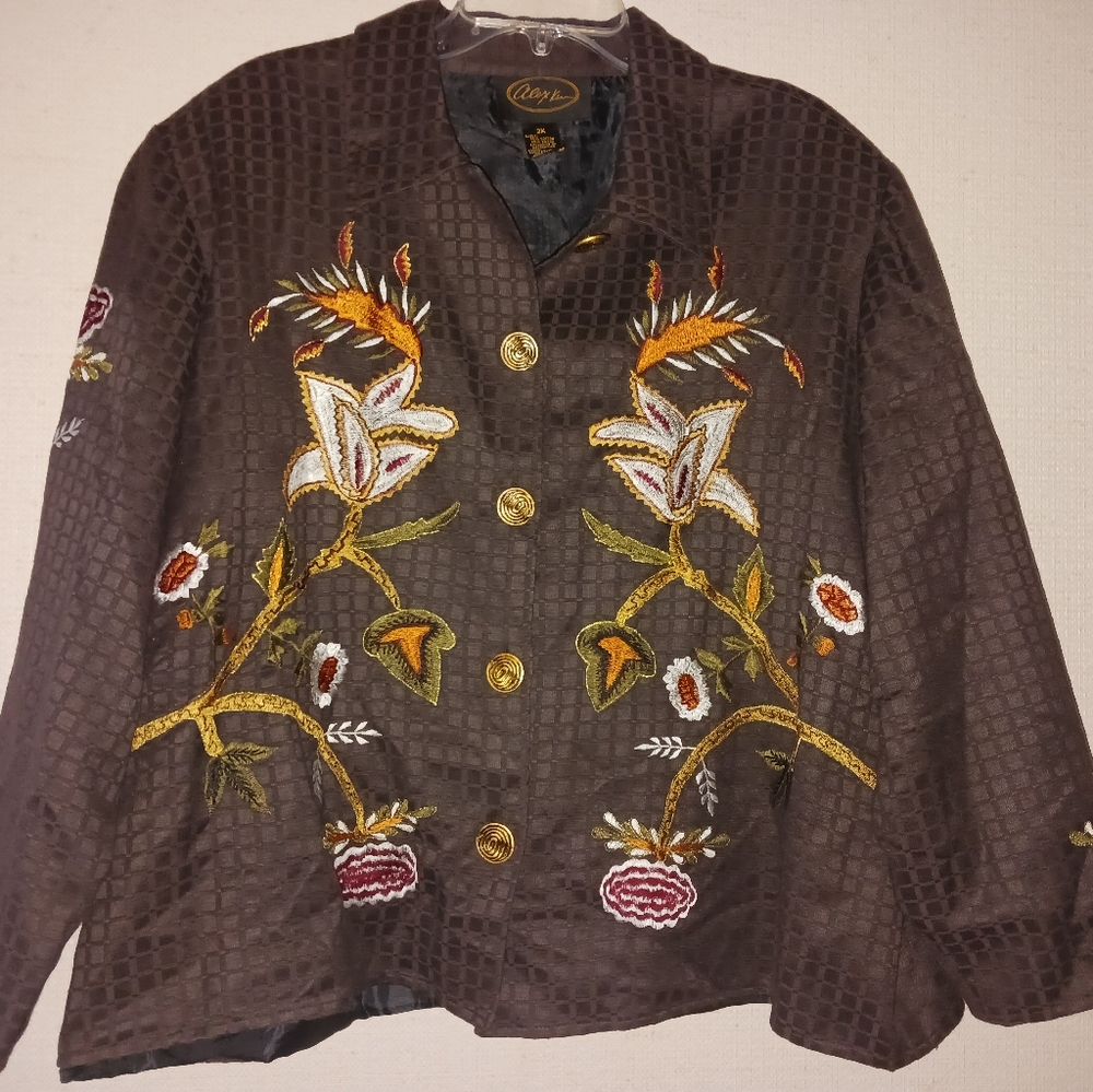 LIKE NEW Vtg Alex Kim Bohemian Embroidered Button Down Jacket Top